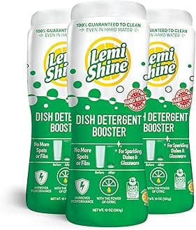 Lemi Shine Dish Detergent Booster, Hard Water Stain Remover, Multi-Use Citric Acid Cleaner 10 oz, Pack of 3