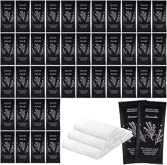 Hot or Cold Moist Cotton Towel Bulk Moist Towelettes Individually Wrapped 8.7" x 8.7",White Towel Services,Refreshment Pre Moistened Towels Lavender Scent for Travel Sport Party Spa Dentist Hotel100