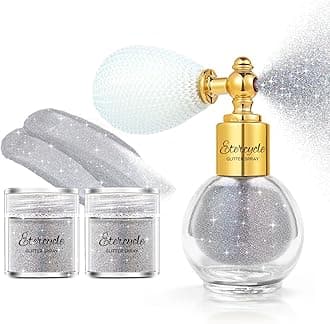 Etercycle Body Glitter Spray, Silver Hair Glitter Extra Fine Face Shimmer Powder, Long-Lasting and Quick-Drying Body Glitter Sparkly Glitter Gifts for Rave Clothes Nail Art Easter Halloween Crafts
