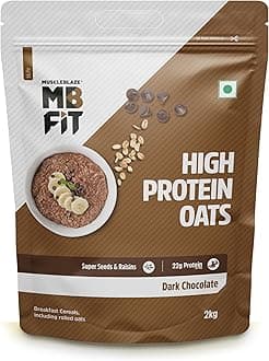 Fit High Protein Oats (Dark Chocolate, 2kg) | 22g Protein | Breakfast Cereals for Weight Management
