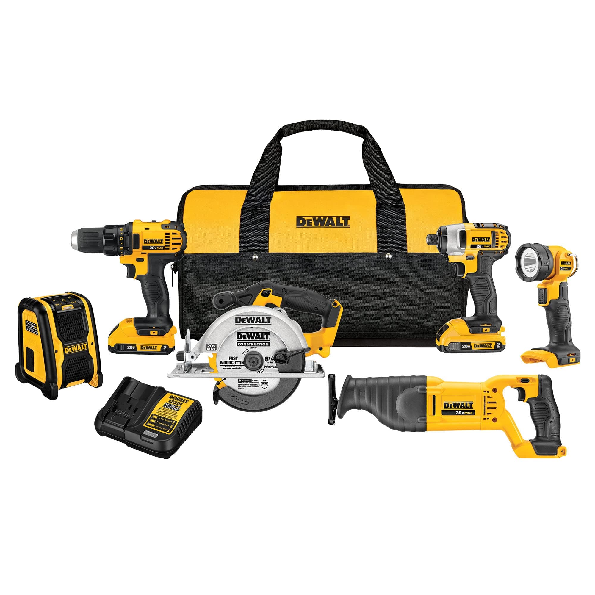 DEWALT20V MAX Combo Kit, Power Tool Combo Kit, Compact 6-Tool (DCK620D2)