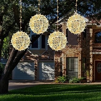 SenluKit Outdoor Garden Lights Waterproof, 4 Pack 7.9" Sphere Lights, Ball Tree Garden Globe Lights for Home, Party, Christmas, Porch,Patio,Wedding, Garden,Tree Decoration