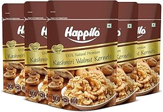 Happilo Premium 100% Natural Kashmiri Walnut Kernels, Fresh and Unsalted Dry Fruit for Snacking & Baking, Pack of 5, 1000 g