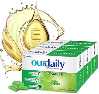 Vitamin E Capsules for Face & Hair by Piramal | 400mg | 360 capsules | 36 Strips | Vitamin E Tablet for Beautiful Glowing Face, Healthly Skin, Hair & Eyes Nutrition