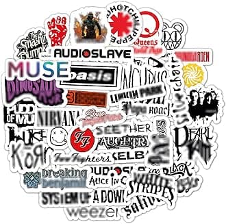 BulbaCraft 36Pcs Grunge Stickers, 90's Grunge Music, Rock Stickers, Rock Band Decals, Music Gifts for Men and Women, Waterproof Decals, Guitar Emblems, Sound Emblems, Gifts for Women & Men