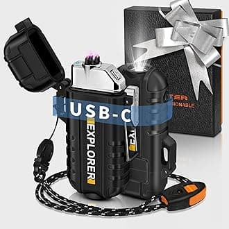 Lafagiet USB C Rechargeable Lighter, Dual Electric arc, Waterproof, Flame-Less, Windproof Plasma lighters for Outdoor Grill, Survival, Camping, Candle Lf27-bk