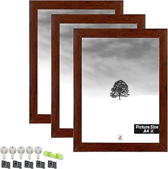 Art Street A4 Size Certificate, Document Photo frames Set Of 3 For Home Decoration, Living Room, Office Decoration (Brown, Size: 8" x 12")