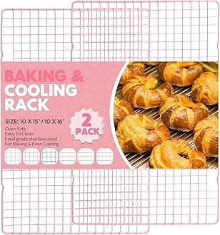 2 PCS Cooling Racks for Cooking and Baking, 16x10 Inches Stainless Steel Cooling Rack, Sheet Pan with Wire Rack for Baking Sheet, Bacon Rack Oven Safe Fits Jelly Roll Sheet Pan