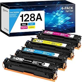 128A Toner Cartridges High Yield Compatible for HP 128A CE320A CE321A CE322A CE323A Work with HP LaserJet Pro CM1415fn CM1415fnw CP1525n CP1525nw Printer (Black Cyan Yellow Magenta, 4 Pack)