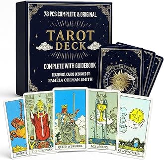 SOL 78pcs Complete Original Tarot Card Deck and Guide Book, For Beginners Set or Experienced Users, Vintage-style with Meanings on Them, Great for Spiritual Readings, Divination and Fortune-Telling