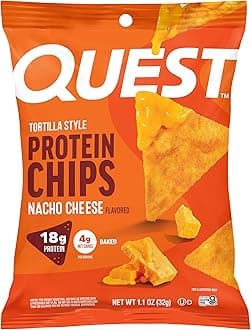 Nutrition Nacho Cheese Tortilla Style Protein Chips, 18g Protein, 4g Net Carb, Low Carb, Gluten Free, 1.1 oz (Pack of 12)