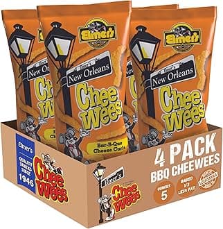 Elmer's New Orleans Chee-wee's, Authentic NOLA BBQ Flavor, Irresistible Crunchy Snack Delight 5 oz Bags, Pack of 4