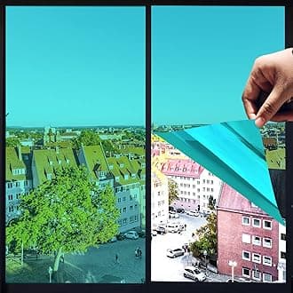 One Way Privacy Window Film,Premium PET Material,Daytime Reflective Heat Control Anti UV Door Sticker,Window Tint for Home Office Living Room,Comet Green,23.6 Inch x 6.5 Feet