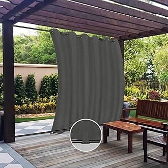 Easy-Going Outdoor Curtains Waterproof Windproof Weatherproof Curtain for Patio, Cabana, Porch, Pergola and Gazebo, Grommet Top and Tab Bottom Drape, 1panel, 110x96 inch, Grey