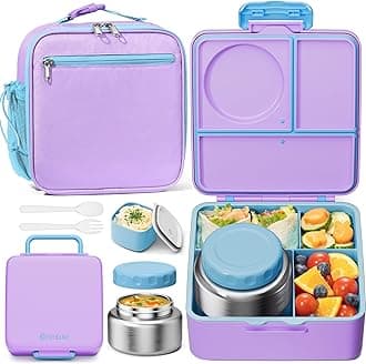Fimibuke Kids Bento Lunch Box with Thermos, Leakproof Toddler Bento Box with ...