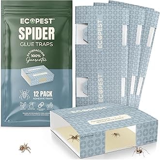 – Spider Trap — 12 Pack | Sticky Indoor Glue Traps for Spiders and Other Bugs and Crawling Insects | Adhesive Spider Bait Trap, Monitor, Killer and Detector for Pest Control