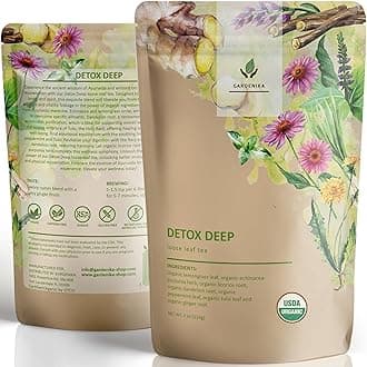 Organic Dandelion Root Detox Loose Leaf Tea, Herbal, Caffeine-Free, KSA Kosher, Ayurvedic with Lemongrass, Peppermint, Echinacea – 4 oz (1 Pack)
