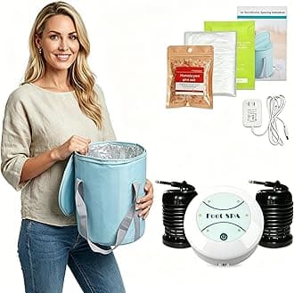 Ionic Foot Bath Detox Machine Portable Foot Spa Kit with Collapsible Tub, Lid, Salt, Towel & Disposable Liners