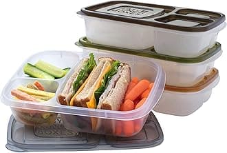 EasyLunchboxes ELB3SET Lunch Box Food Containers, Plastic, White