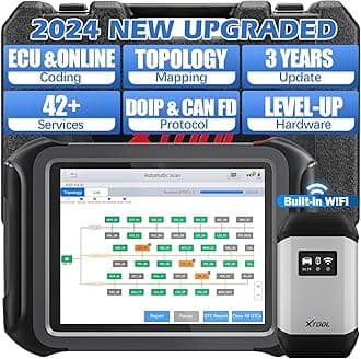 XtoolD9S V2.0 OBD2 Diagnostic Device, Bidirectional Control, Car Professional Diagnostic Tool in German, Topology Card, ECU Coding, Car Reader with 42+ Resets, DoIP/CAN FD, FCA AutoAuth