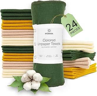 24 Pack Multicolored Reusable unPaper Towels - Nature Friendly - Organic Cotton Alternative - Thick, Strong, Paperless Kitchen Dish Cloths - Reusable Napkins - Dish Towels - Cloth Napkin