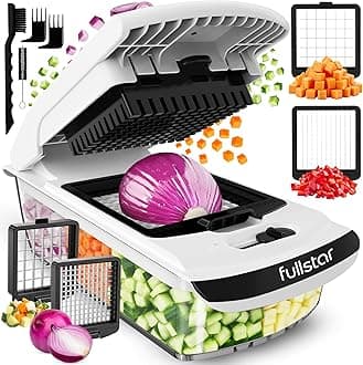 Vegetable Chopper & Cutter - Slicer Dicer Spiralizer with Container for Food Veg Onion Cucumber Tomato Salad Potato French Fry - Kitchen Gadgets & Accessories (PRO 2-in-1, White)