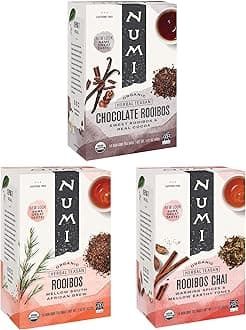 Organic Rooibos Tea Variety Pack, 54 Herbal Tea Bags, Chocolate, Chai and Regular Rooibos