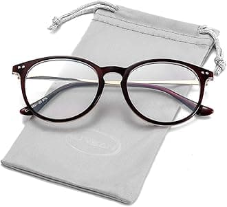 KursanKursan Non Prescription Clear Lens Fake Glasses for Women Men Retro Round Metal Frame Eyeglasses