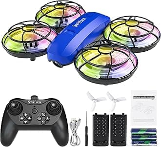 Drones for Kids,Rc Drone Indoor Small Helicopter,Birthday Gift Toy for Boys and Girls Beginners,Mini Quadcopter With 4 Colors Light, 2 Batteries,Propeller Full Protect,Altitude Hold,No Camera