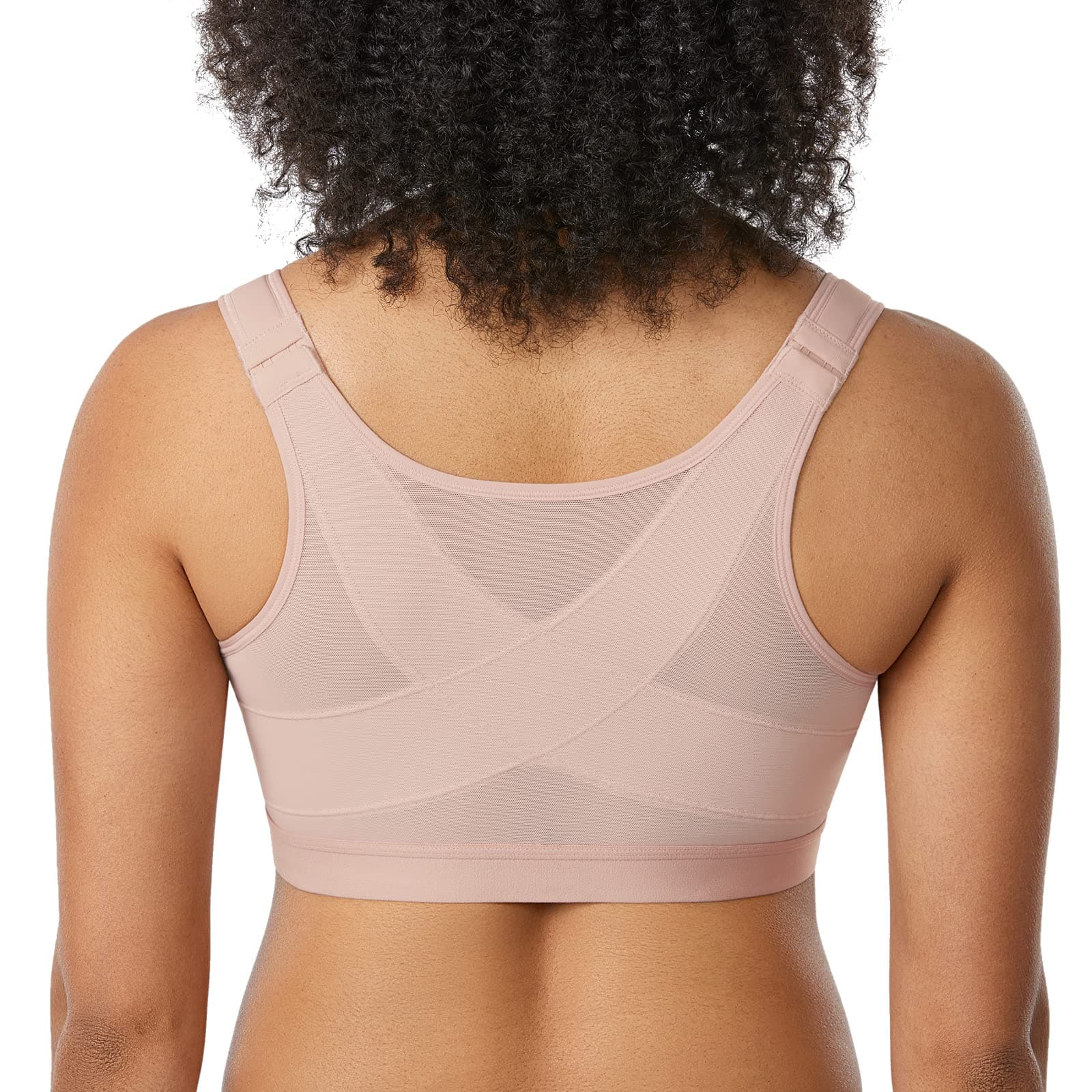 DELIMIRA Women's Front Closure Posture Wireless Back Support Full Coverage Bra