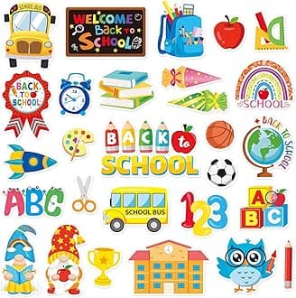 MARFOREVER 50 PCS Back to School Window Thick Gel Clings Stickers Reusable School Window Clings Decals for Welcome Back to School Party Supplies Wall Glass Blackboard Decorations