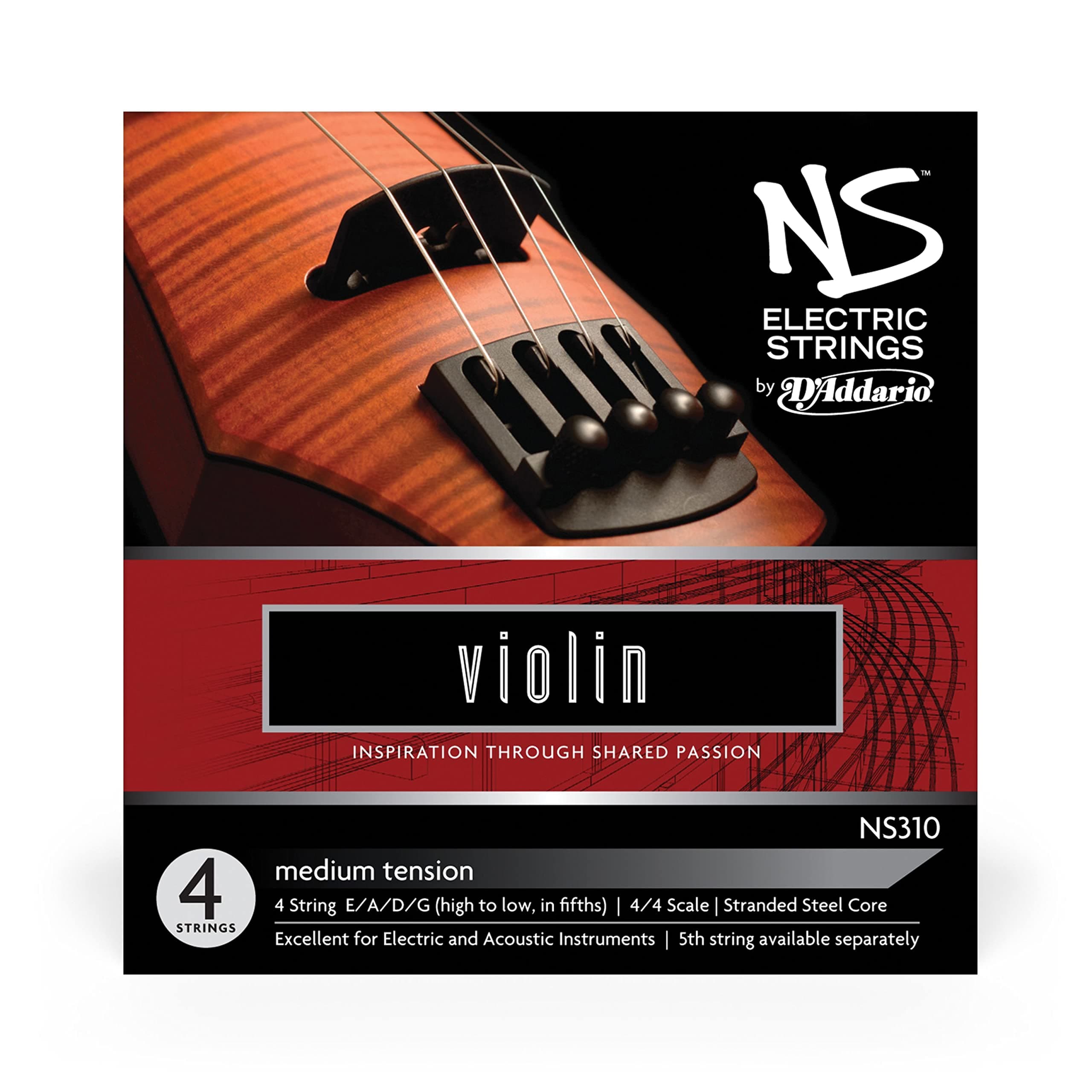 NS Electric Violin String Set, 4/4 Scale, Medium Tension