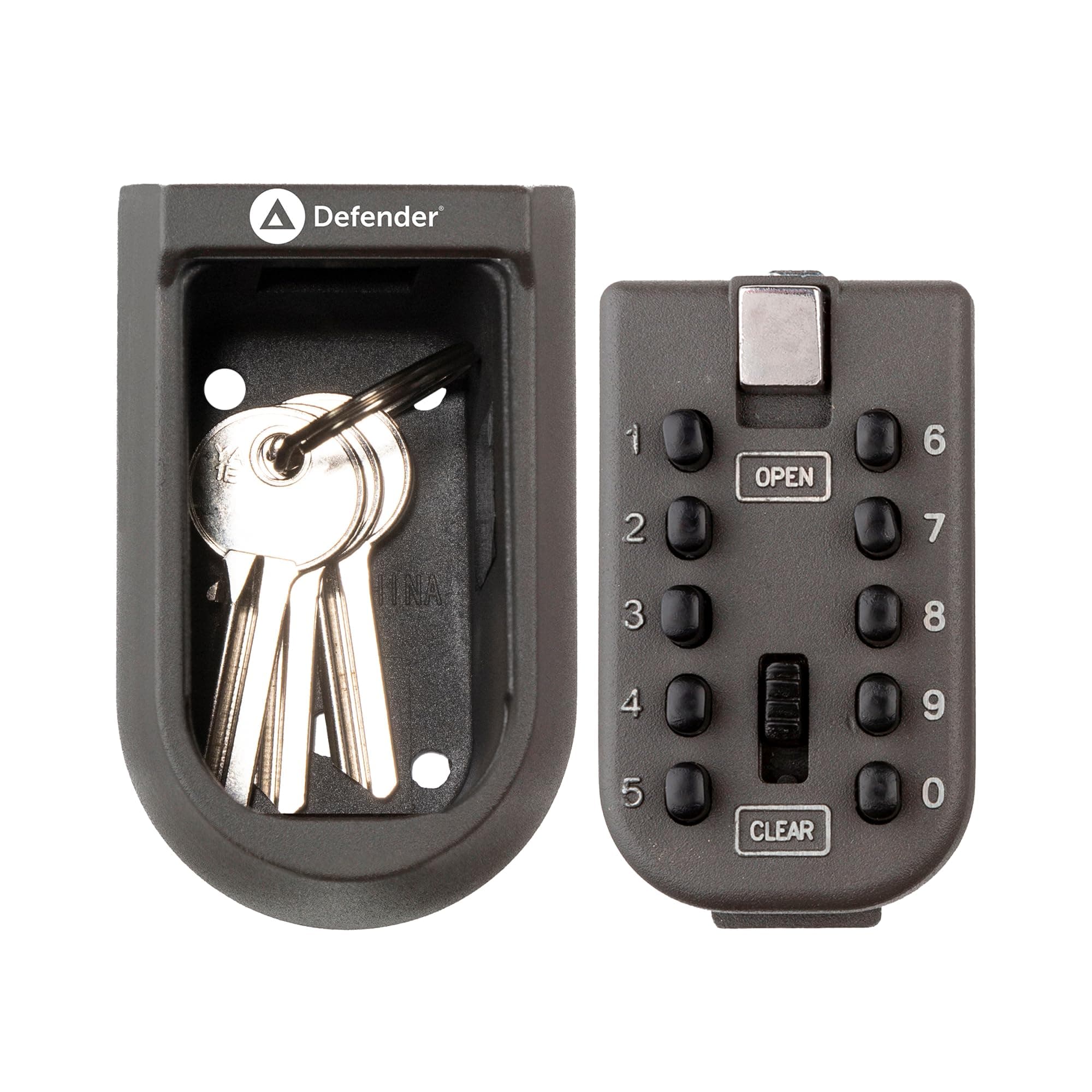 Defender Compact Key Safe - Mini Wall Mounted Outdoor Push Button Key Lock Box - Secure Key Storage with Fixings Included for Home, Office & Airbnb