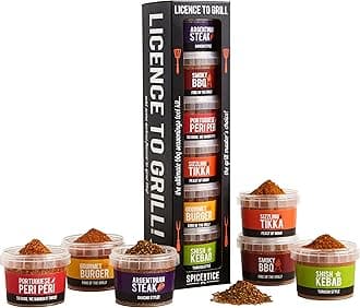 SPICE-N-TICE License to Grill Spice & Seasoning Gift Set - 6 Gourmet Rubs for Cooking with Grill, Air Fry or Oven - 100% Natural - Salt & Sugar Free - Ideal Cooking Gift for Men & Women