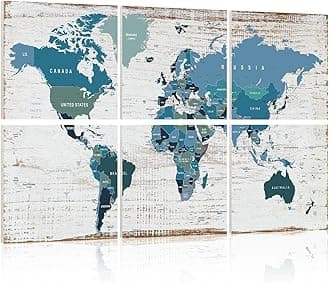 Acoustic Panels Art Soundproof Panels: Vintage World Map Print Acoustic Panels Decorative Sound Absorbing Panels for Office Recording Studio Room,36"x24",Set of 6