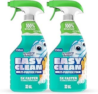 Easy Clean Foaming Bleach-Free Bathroom All Purpose Cleaner, Fast-Acting Foam Cleans Limescale, Dirt and Grime on Showers, Sinks, Toilets, Tiles, Counters, 32oz Spray (Pack of 2)