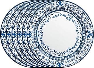 3129A 6-Piece Chip Resistant Dinnerware Set, Glass, Portofino, Blue