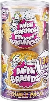 5 Surprise Mini Brands Series 2 by ZURU 2 Count (Pack of 1) Amazon Exclusive Mystery Real Miniature Brands Collectible Toy Capsule - Gold ( PVC Tube Packaging)