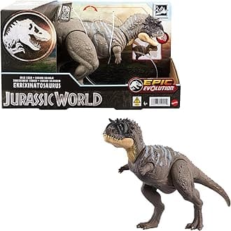 MattelJurassic World Wild Roar Ekrixinatosaurus Dinosaur Figure with Continuing Roar Sound & Attack Action, Posable Physical Toy & Digital Play, HTK70