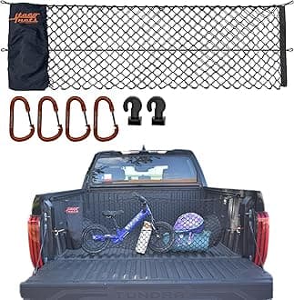 TacoNets Envelope Cargo Net for Toyota Tundra - Fits 2007-Current - Patented Bed Rail Integration - Upgraded 5mm Bungee - Integrated Storage Bag - Heavy Duty Carabiners - Designed in USA