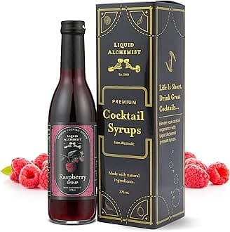 Liquid Alchemist Raspberry Syrup for Drinks - Real Ingredients Make the Perfect Summer Cocktail or Margarita Mix - Our Raspberry Cocktail Syrup is Non-GMO & Vegan (12.7 oz)