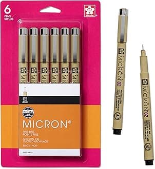Pigma 50036 Micron Blister Card Ink Pen Set, Black, 02 6CT