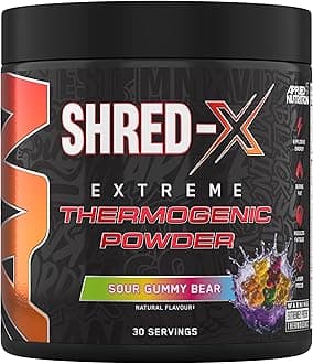 Shred X Fat Burner - ABE All Black Everything Fat Burner, Thermo Weight Management (300g - 30 Servings) (Sour Gummy Bear)