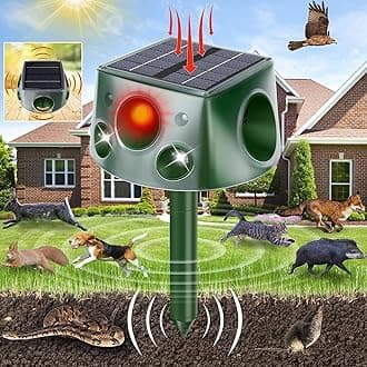KASTWAVE Animal Repellent Solar Powered, Waterproof Outdoor Animal Repeller Deterrent with PIR Motion Sensor & Flashing Light, Outdoor Repellent Device