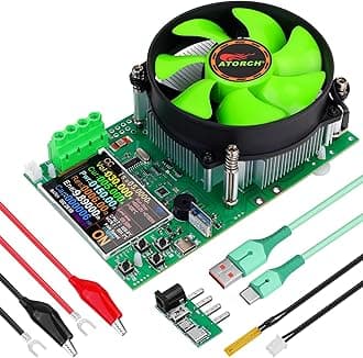 MakerHawk Battery Load Tester - 150W 200V 25A Electronic Load Tester USB Load 4-Wire System Adjustable Constant Current Voltage Discharge Lithium Battery Capacity Tester Support Remote Control