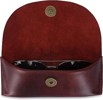 The Antiq Leather Sunglasses Case Genuine Eyeglass Holder Reading Glasses Protector Vintage Eyewear Storage for Men and Women