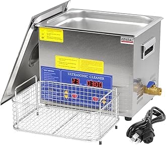 Kendal Commercial Grade 240watts 9L Ultrasonic Cleaner 40kHz with Digital Timer&Heater Cleaning Machine, for Watch Instruments Industrial Parts Excellent Cleaner Solution