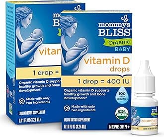 Organic Baby Vitamin D Drops | Infant Vitamin D3 Drops Promote Healthy Growth and Bone Development | Newborn+ | 0.11 Fl Oz (100 Servings) | Pack of 2