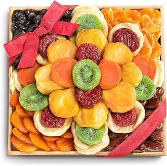A Gift Inside Sweet Bloom Dried Fruit Deluxe Tray Basket Arrangement for Holiday Birthday Healthy Snack Business Kosher