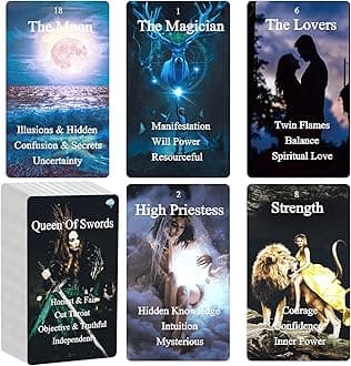 Unique Tarot Cards for Beginners with Meanings on Them 78PCS Divine Twin Flame Oracle Tarot Deck Set with Elements and Message on Them for Energy Life Love time Spiritual Journey and Career